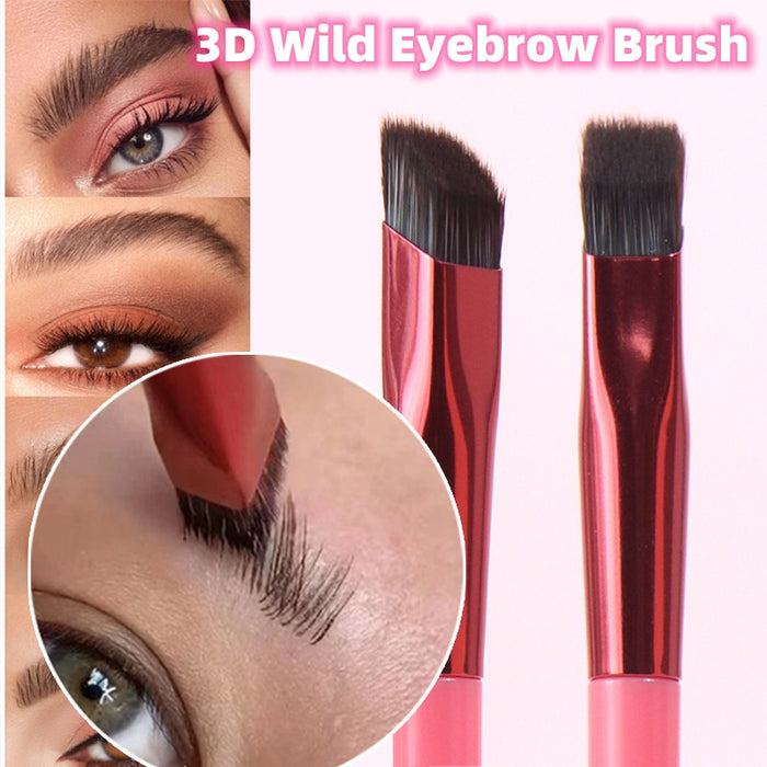 3D Wild eyebrow brush with angled eyebrow brush for concealer in pink handle for precise makeup application