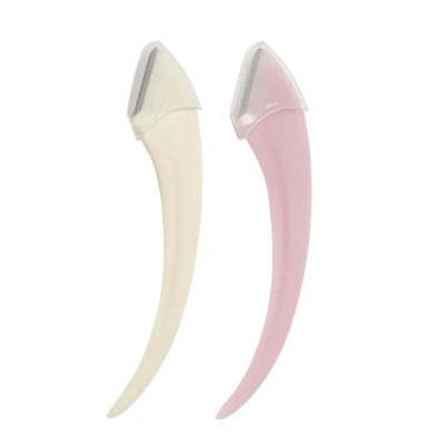 Cosmo eyebrow trimming knife set in pink and beige for precise eyebrow grooming