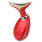 Red and gold EMS wrinkle remover device with ergonomic design and power button for facial care