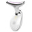 White and silver EMS wrinkle remover device with curved metal head and power button for facial treatment