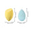 Yellow and blue makeup blending sponge with dimensions displayed for precise application