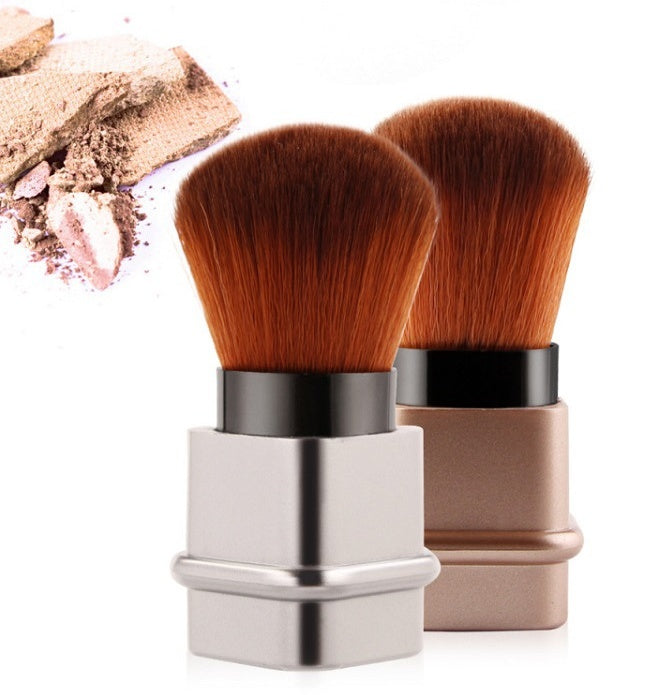 Cosmo travel makeup brush for foundation with soft dense bristles and compact metallic handle