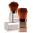 Compact travel makeup brush for foundation with soft dense bristles and protective metallic case