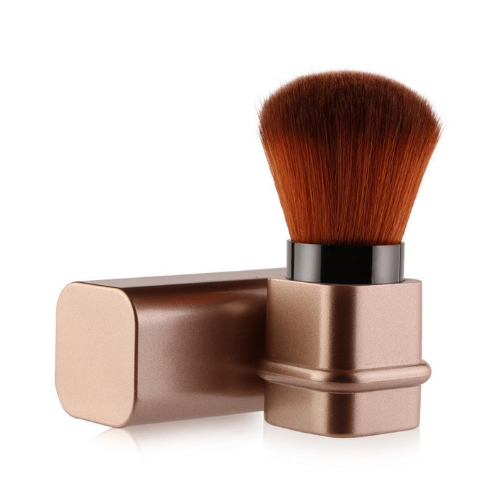 Cosmo travel makeup brush for foundation with soft bristles and compact metallic case