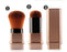 Compact travel makeup brush for foundation with soft bristles and protective rose gold case